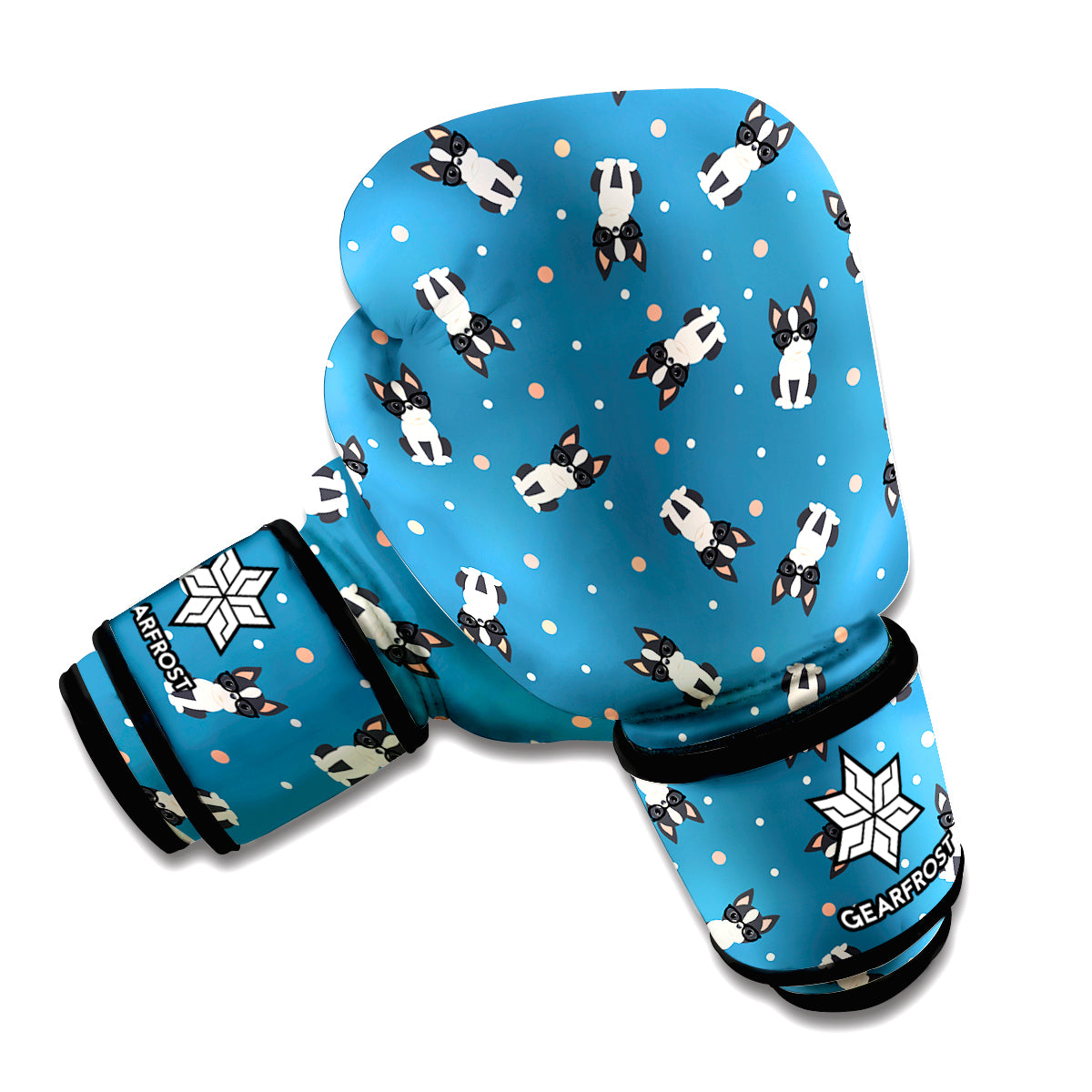 Boston Terrier With Glasses Print Boxing Gloves