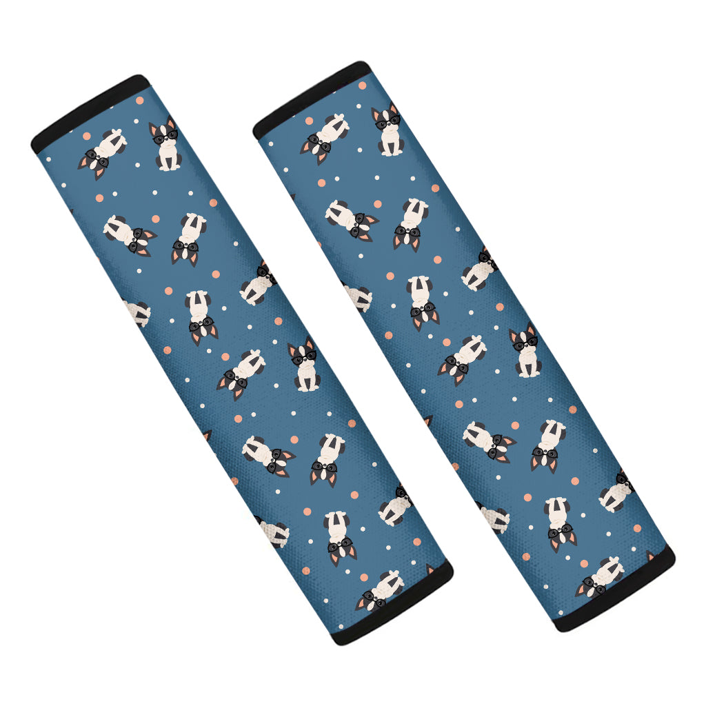 Boston Terrier With Glasses Print Car Seat Belt Covers