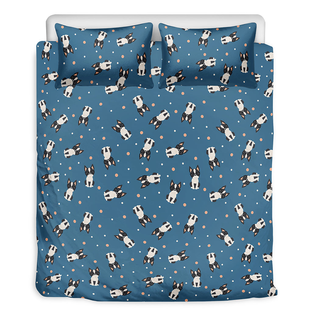 Boston Terrier With Glasses Print Duvet Cover Bedding Set