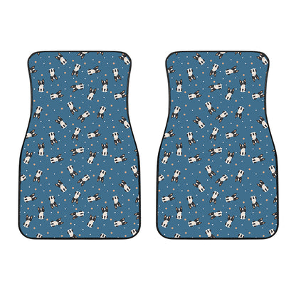 Boston Terrier With Glasses Print Front Car Floor Mats