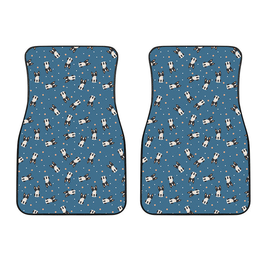Boston Terrier With Glasses Print Front Car Floor Mats