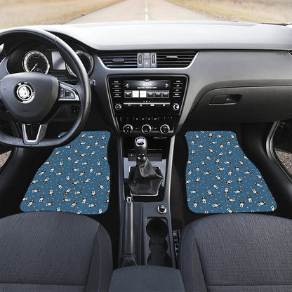 Boston Terrier With Glasses Print Front Car Floor Mats