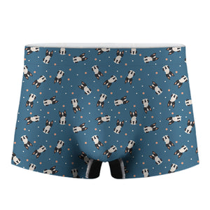 Boston Terrier With Glasses Print Men's Boxer Briefs