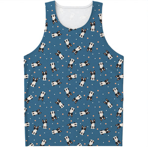 Boston Terrier With Glasses Print Men's Tank Top