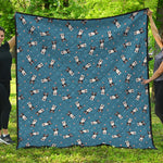 Boston Terrier With Glasses Print Quilt