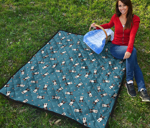 Boston Terrier With Glasses Print Quilt