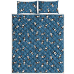 Boston Terrier With Glasses Print Quilt Bed Set