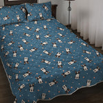 Boston Terrier With Glasses Print Quilt Bed Set