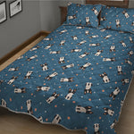 Boston Terrier With Glasses Print Quilt Bed Set