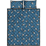 Boston Terrier With Glasses Print Quilt Bed Set