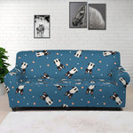 Boston Terrier With Glasses Print Sofa Cover