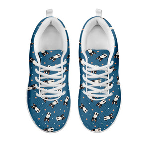 Boston Terrier With Glasses Print White Sneakers