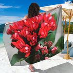 Bouvardia Flower Print Beach Sarong Wrap