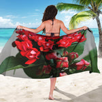 Bouvardia Flower Print Beach Sarong Wrap