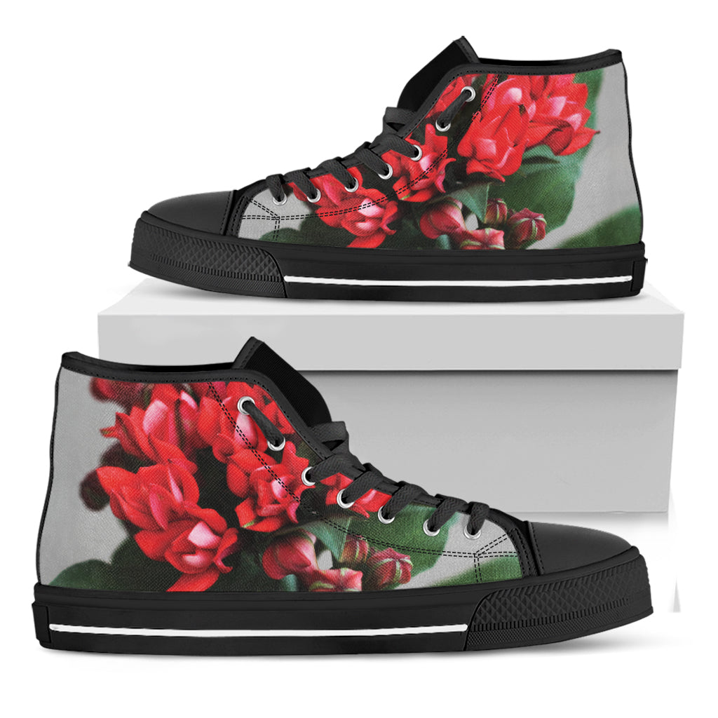 Bouvardia Flower Print Black High Top Shoes