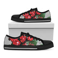 Bouvardia Flower Print Black Low Top Sneakers