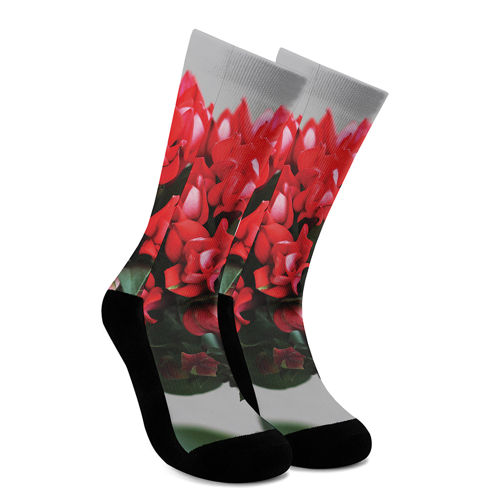 Bouvardia Flower Print Crew Socks