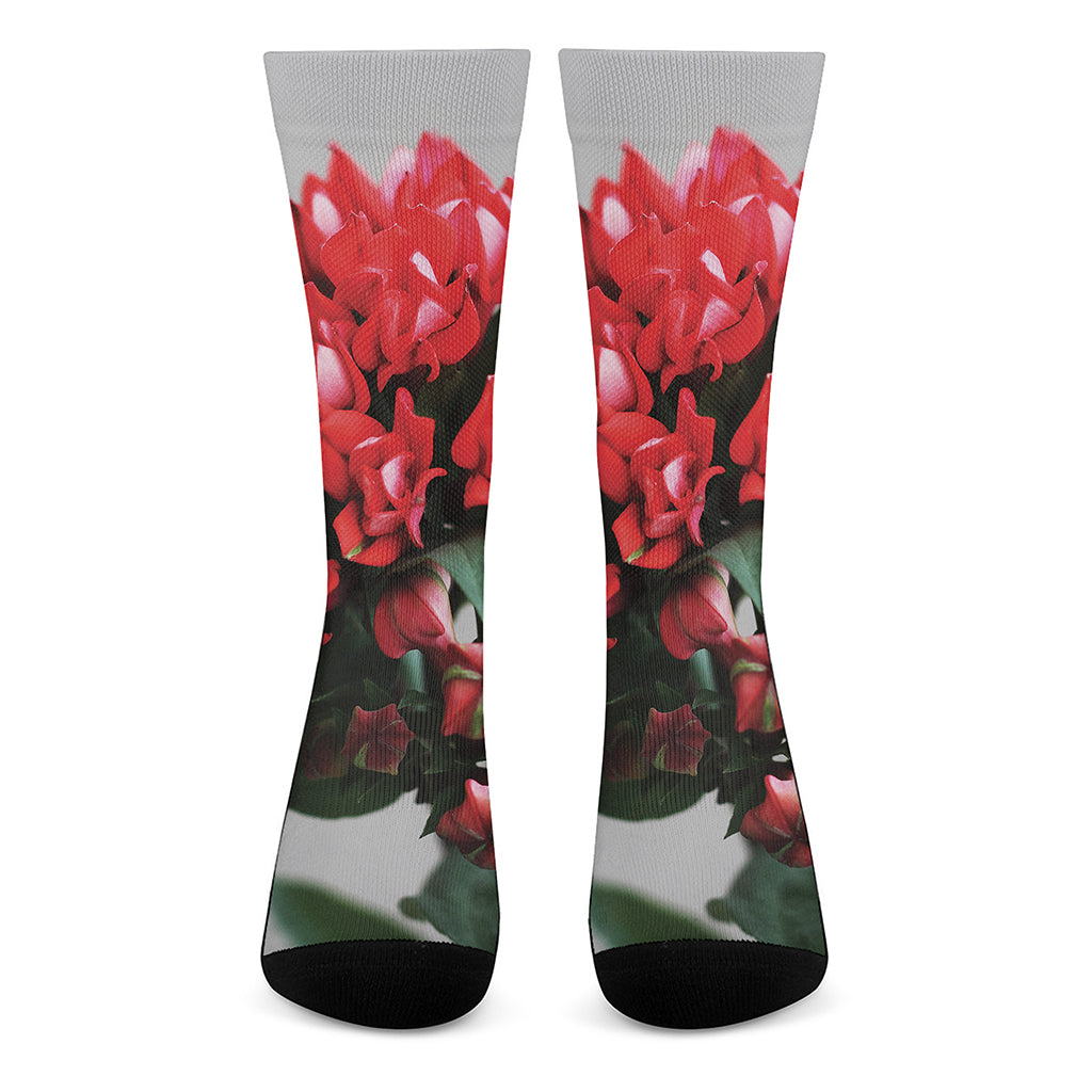 Bouvardia Flower Print Crew Socks