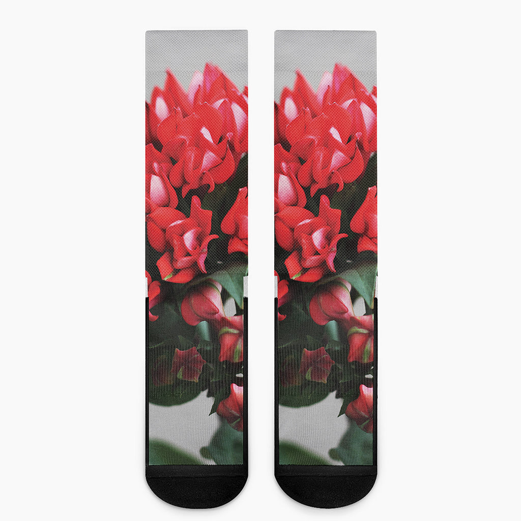 Bouvardia Flower Print Crew Socks