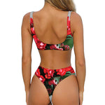 Bouvardia Flower Print Front Bow Tie Bikini