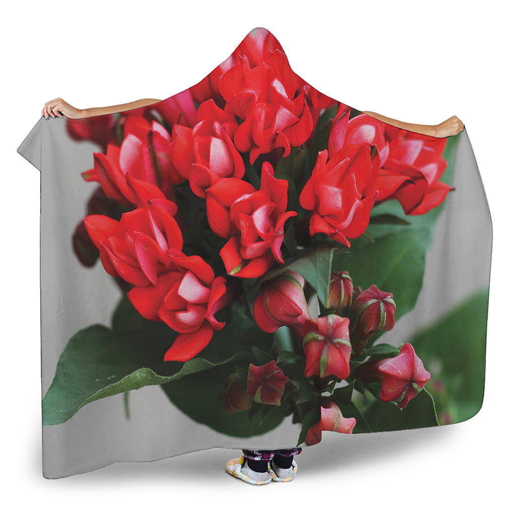 Bouvardia Flower Print Hooded Blanket