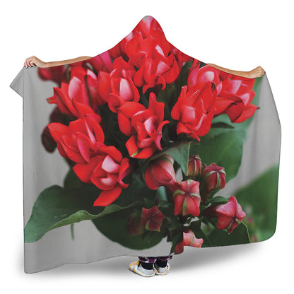Bouvardia Flower Print Hooded Blanket