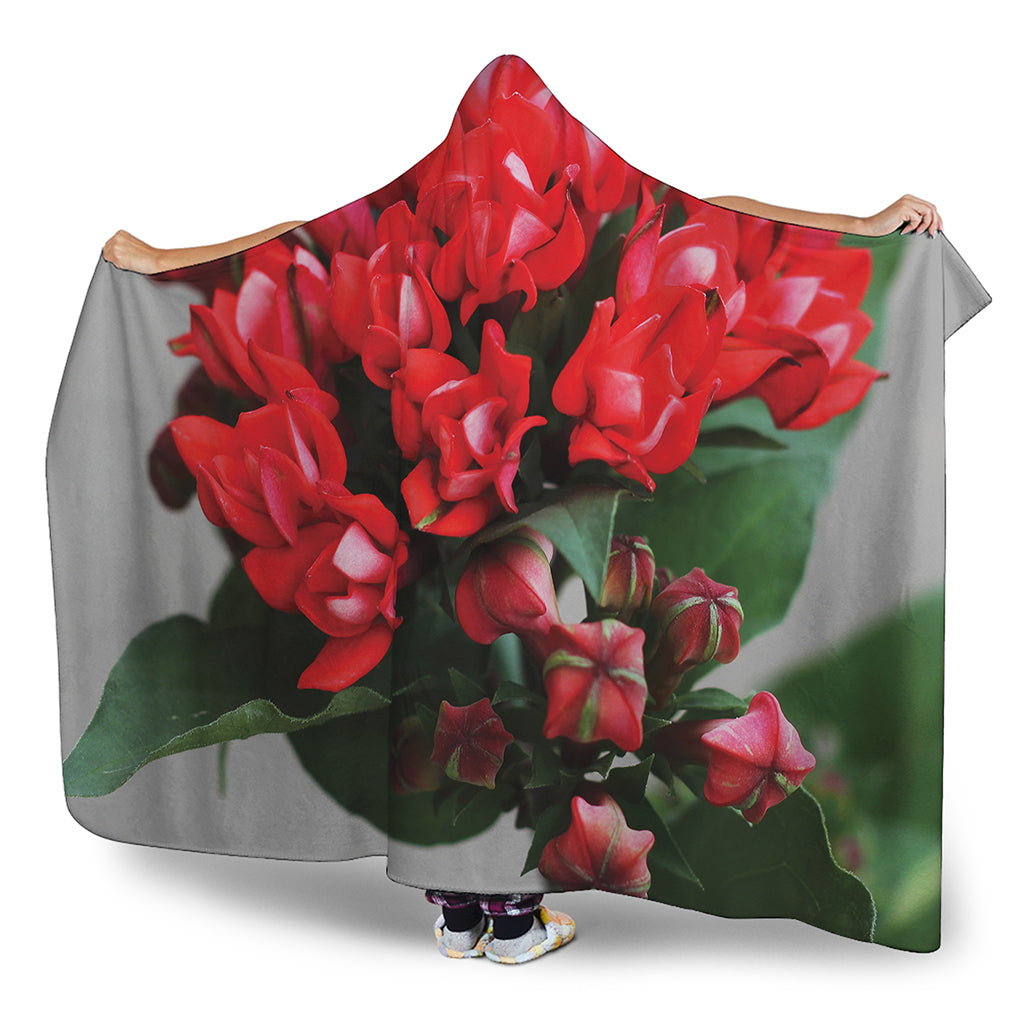 Bouvardia Flower Print Hooded Blanket