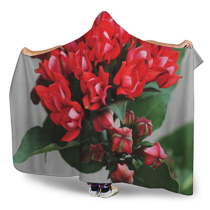 Bouvardia Flower Print Hooded Blanket