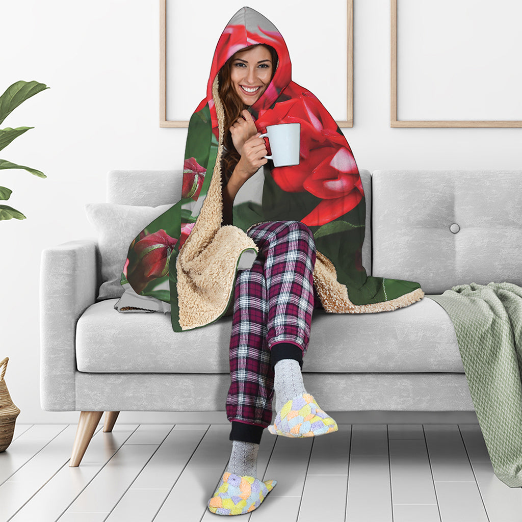 Bouvardia Flower Print Hooded Blanket
