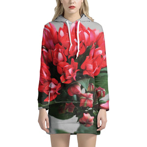 Bouvardia Flower Print Hoodie Dress