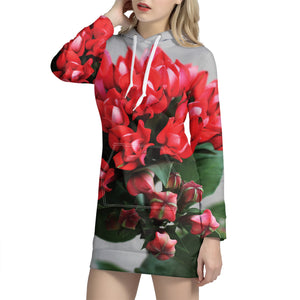 Bouvardia Flower Print Hoodie Dress