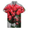 Bouvardia Flower Print Men's Short Sleeve Shirt