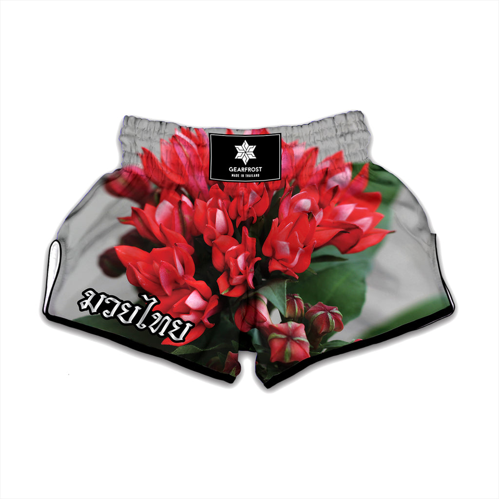 Bouvardia Flower Print Muay Thai Boxing Shorts