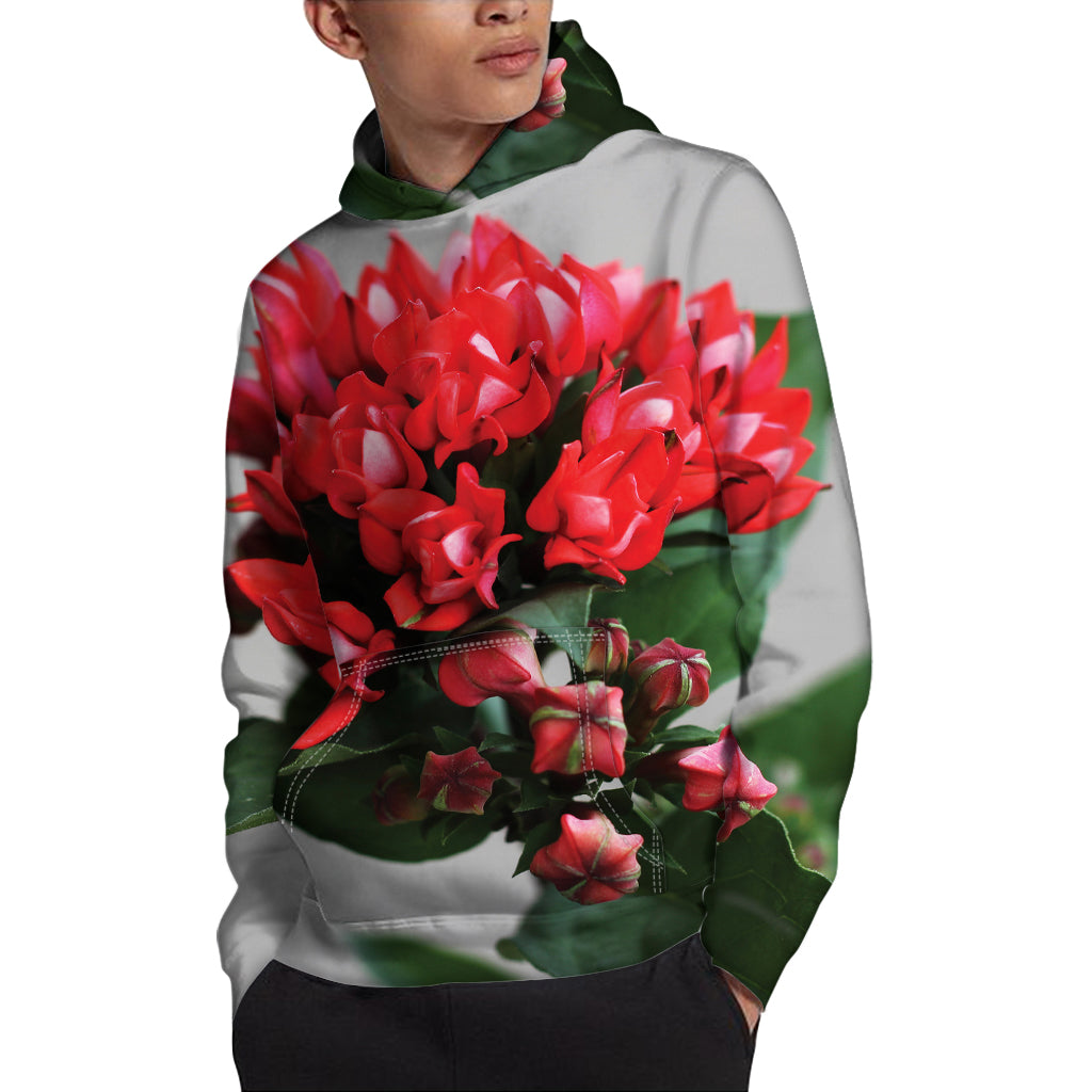 Bouvardia Flower Print Pullover Hoodie