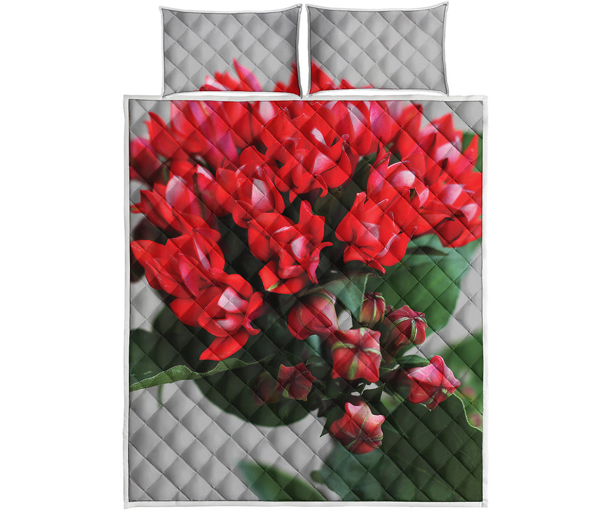 Bouvardia Flower Print Quilt Bed Set