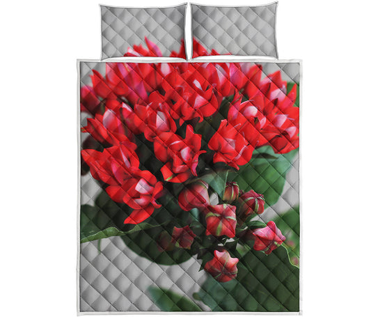 Bouvardia Flower Print Quilt Bed Set