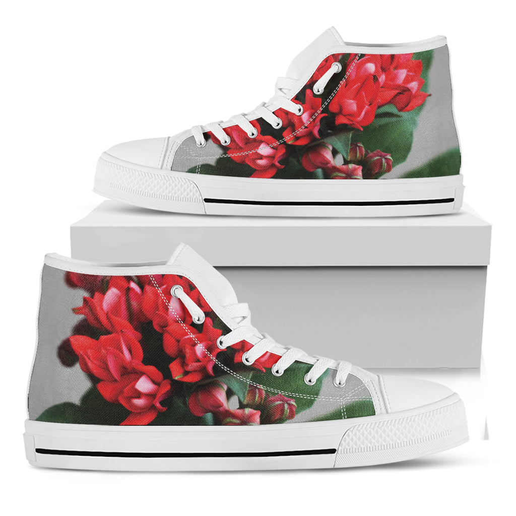 Bouvardia Flower Print White High Top Shoes