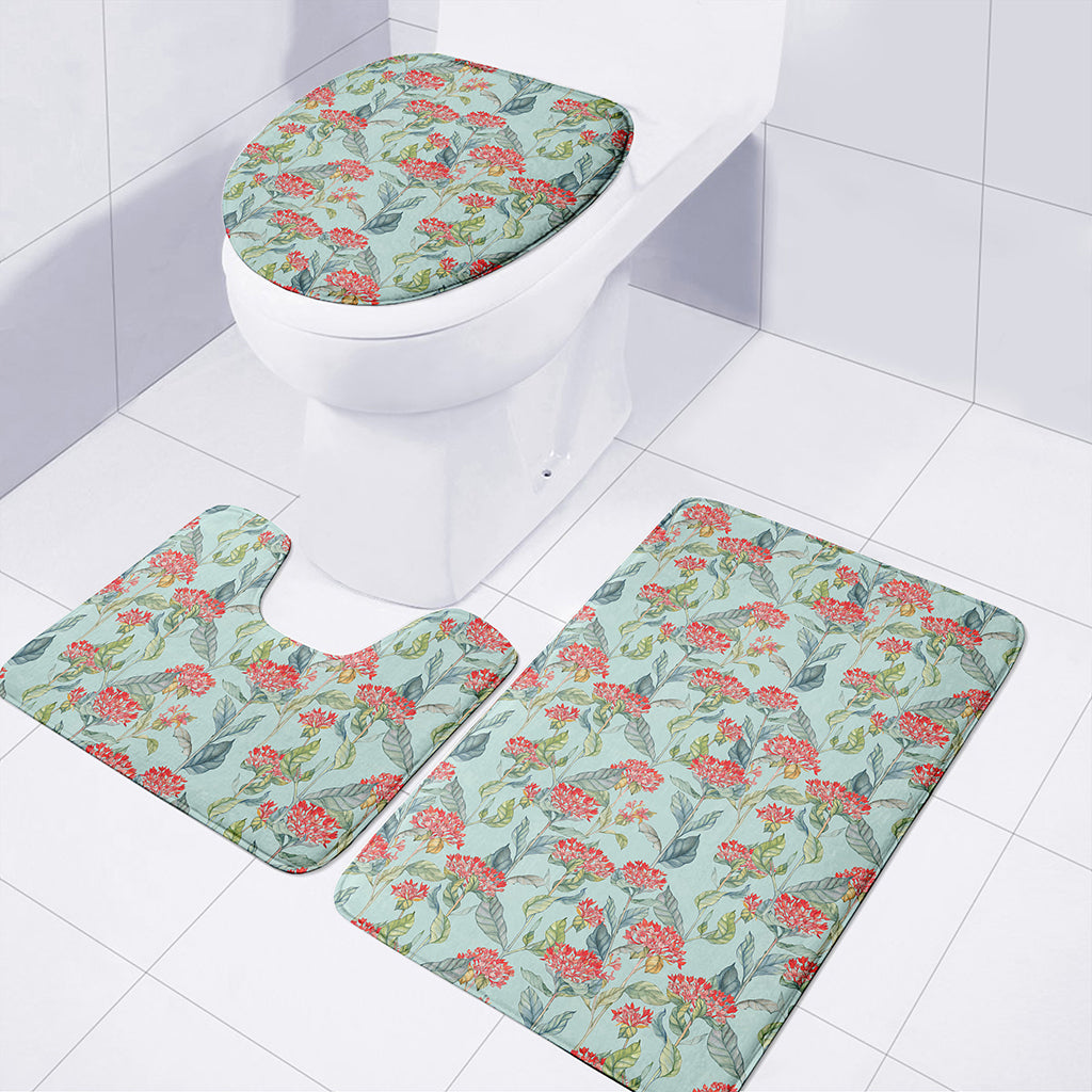 Bouvardia Pattern Print 3 Piece Bath Mat Set