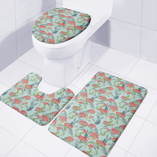Bouvardia Pattern Print 3 Piece Bath Mat Set