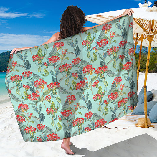 Bouvardia Pattern Print Beach Sarong Wrap