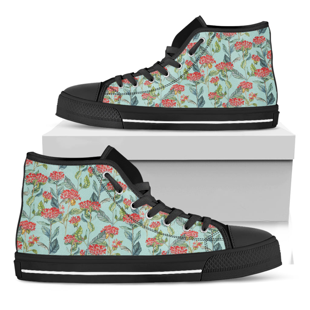 Bouvardia Pattern Print Black High Top Shoes