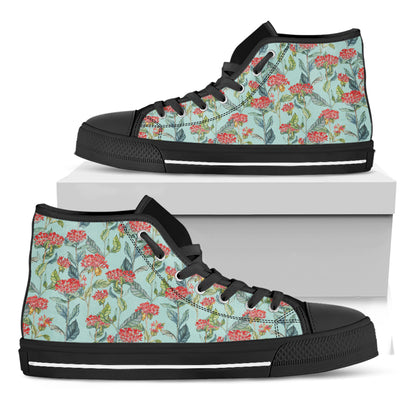 Bouvardia Pattern Print Black High Top Shoes