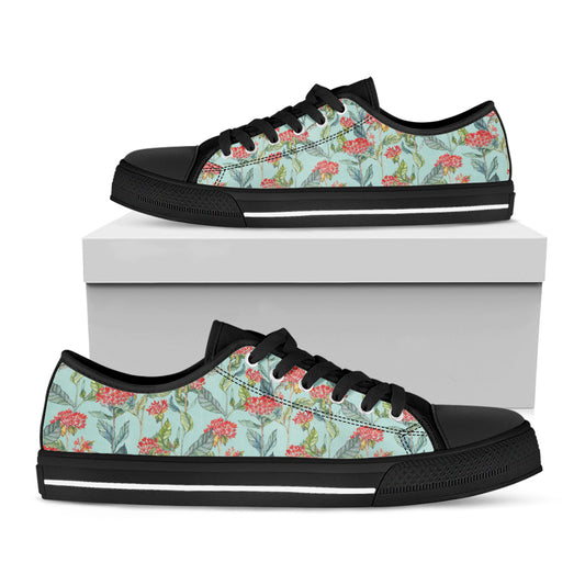 Bouvardia Pattern Print Black Low Top Shoes