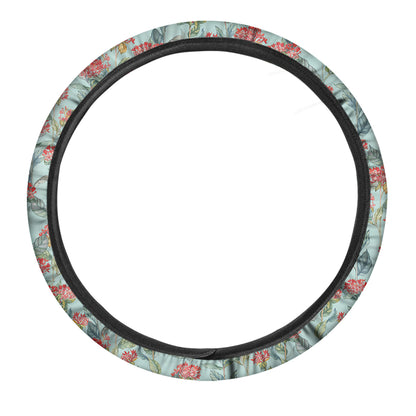 Bouvardia Pattern Print Car Steering Wheel Cover