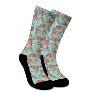 Bouvardia Pattern Print Crew Socks