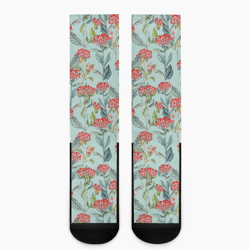 Bouvardia Pattern Print Crew Socks