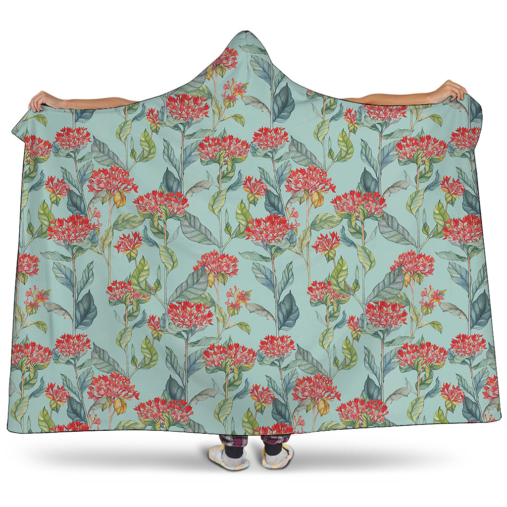 Bouvardia Pattern Print Hooded Blanket
