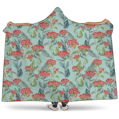 Bouvardia Pattern Print Hooded Blanket