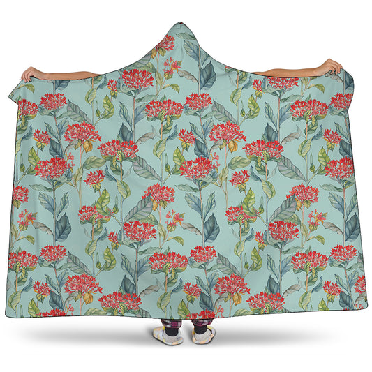 Bouvardia Pattern Print Hooded Blanket