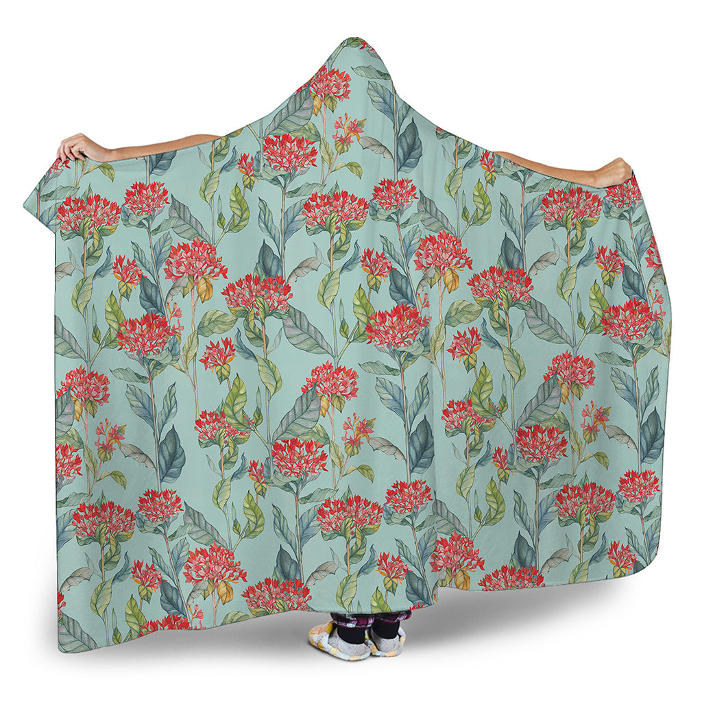 Bouvardia Pattern Print Hooded Blanket